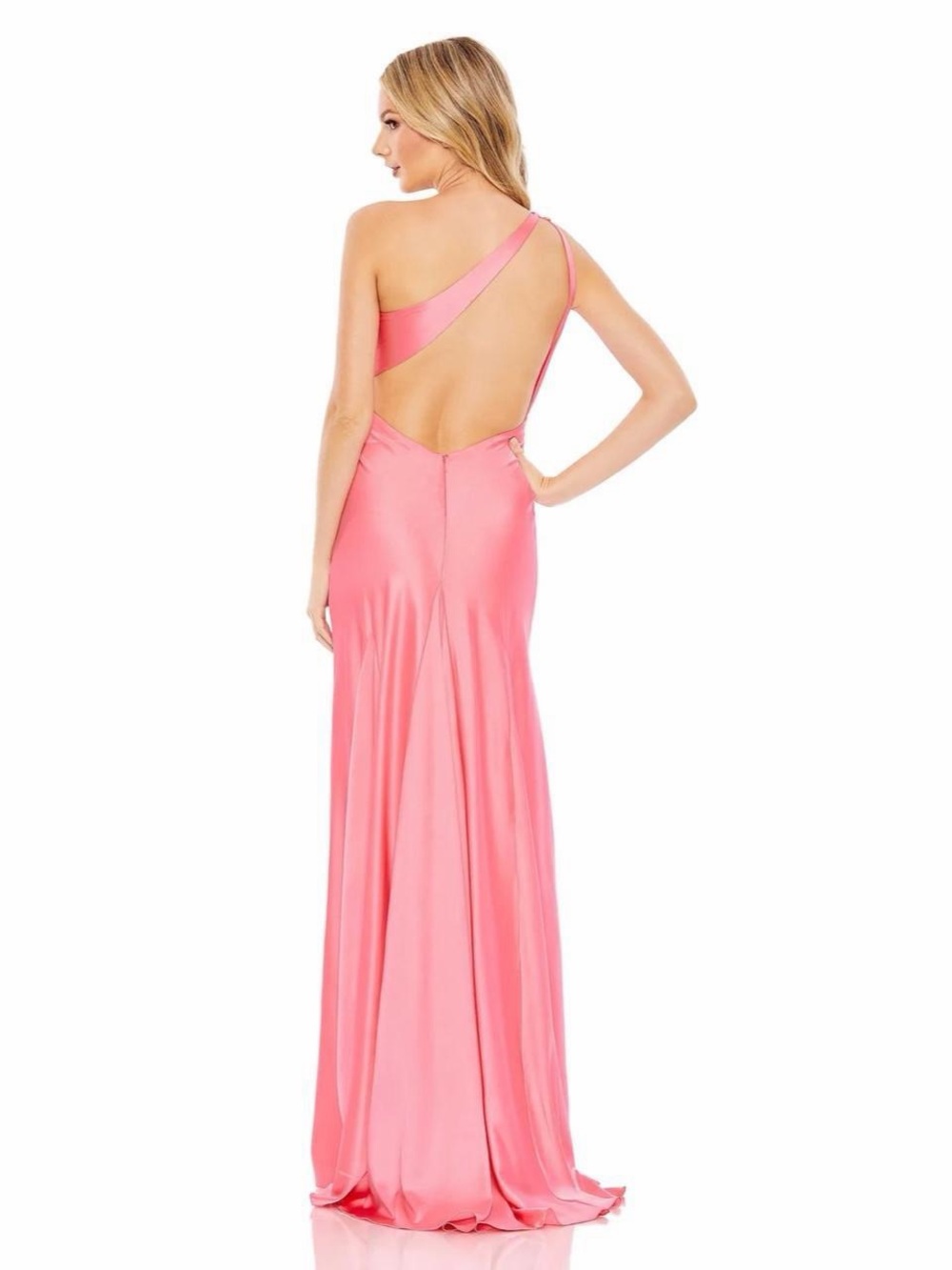 NWT Mac Duggal Style 680461 One-Shoulder Beaded Charmeuse Gown – Size 2